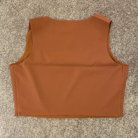 Express Women's Square Neck Cropped Tank Side Zipper Bullion Size XL - NWT $58 - Picture 9 of 16